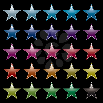 Royalty Free Clipart Image of a Set of Stars on Black