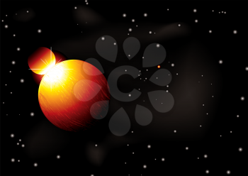 Royalty Free Clipart Image of a Planet and Stars