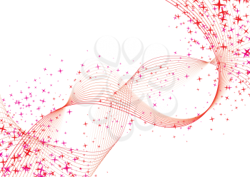 Royalty Free Clipart Image of a Flowing Pink Ribbon With Stars