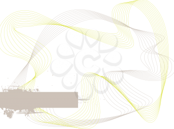 Royalty Free Clipart Image of a Wavy Design on White With an Inkblot Space at the Side