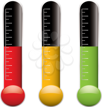 Royalty Free Clipart Image of a Set of Three Thermometers