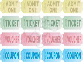 Royalty Free Clipart Image of a Set of Ticket Vouchers