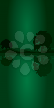 Royalty Free Clipart Image of a Green Scene With Trees