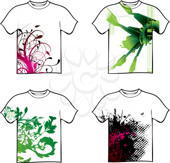 Royalty Free Clipart Image of a Four T-Shirts
