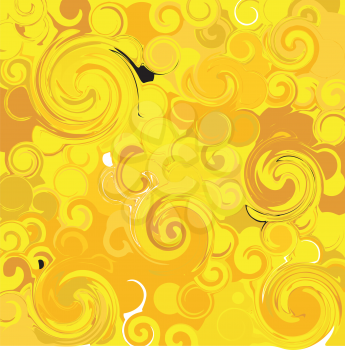 Royalty Free Clipart Image of a Swirly Yellow Background