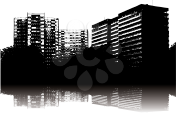 Royalty Free Clipart Image of an Urban Scene