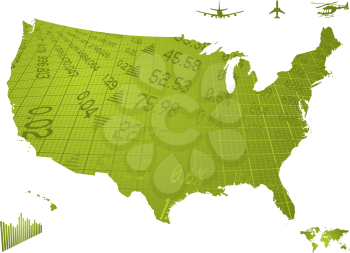 Royalty Free Clipart Image of America With Financial Figures