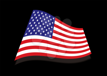 Royalty Free Clipart Image of an American Flag on Black