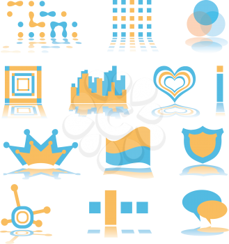 Royalty Free Clipart Image of Blue and Orange Logos