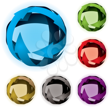 Royalty Free Clipart Image of Four Arrow Balls