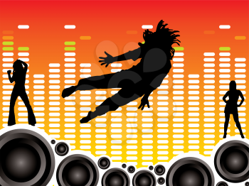 Royalty Free Clipart Image of a Dancers and Speakers