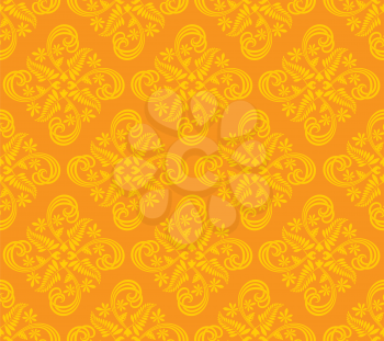 Royalty Free Clipart Image of a Gold Floral Wallpaper