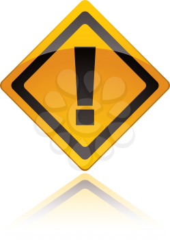 Royalty Free Clipart Image of a Yellow Warning Sign