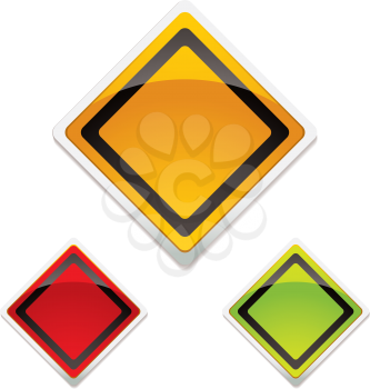 Royalty Free Clipart Image of Three Road Signs