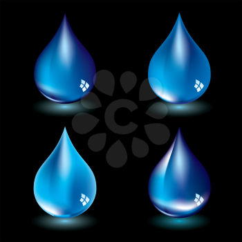Royalty Free Clipart Image of Four Water Drops