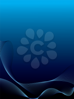 Royalty Free Clipart Image of a Blue Background With a Wave