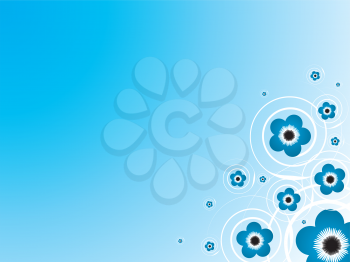 Royalty Free Clipart Image of a Floral Background in Blue