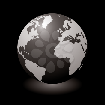 Royalty Free Clipart Image of a Globe on Black