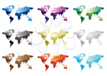 Royalty Free Clipart Image of a Set of World Maps