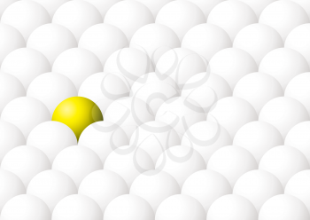 Royalty Free Clipart Image of a Yellow Ball Among White
