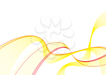 Royalty Free Clipart Image of a Background With Yellow and Red Ribbons