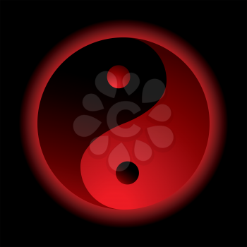 Royalty Free Clipart Image of a Yin Yang Symbol on Black