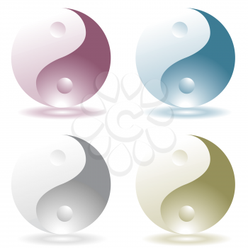 Royalty Free Clipart Image of a Set of Yin and Yang Buttons