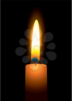 Royalty Free Clipart Image of a Candle and Flame