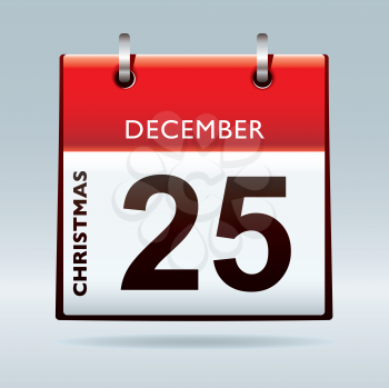 red top christmas icon calendar for xmas day december