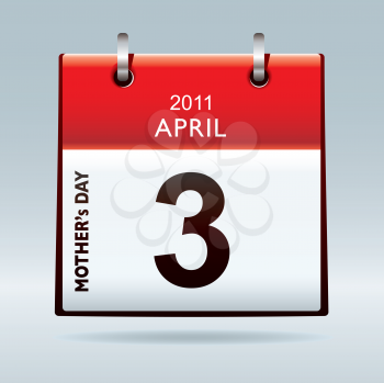 Mothers day 2011 calendar icon with red top