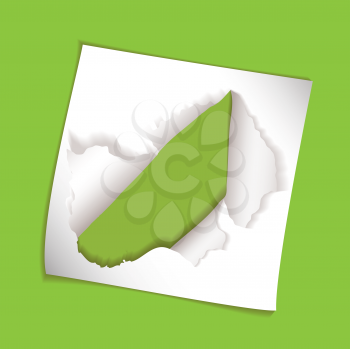 green background with torn hole element and copyspace