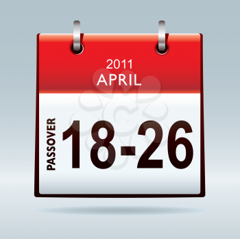 Passover calendar 2011 icon with red banner and drop shadow