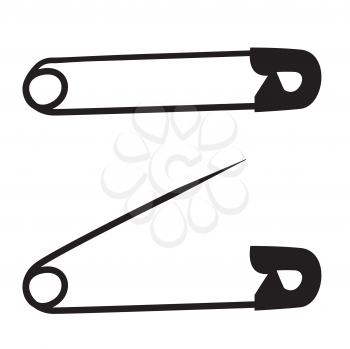 Black silhouette of a open and closed safety pin