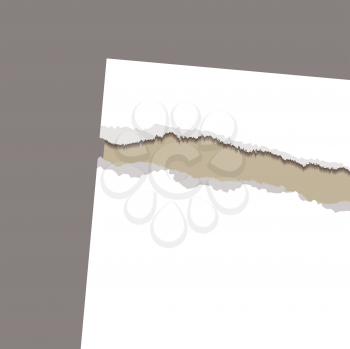 Royalty Free Clipart Image of a Torn White Page With Brown Behind
