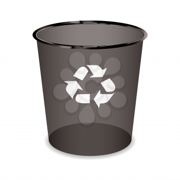 Black transparent trash or waste recycle bin