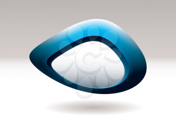 Blue abstract icon with pebble shape and blank area for your text