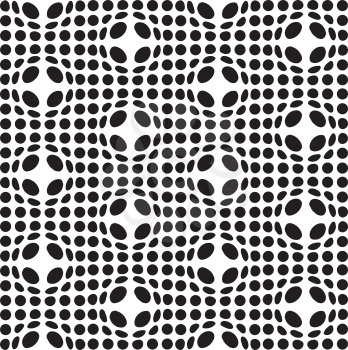 Abstract black and white seamless background with spot bulge
