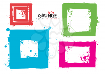 Grunge square ink splat collection with bright colours