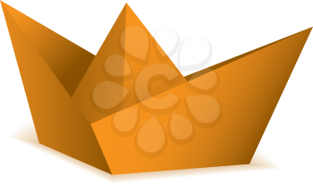 Orange symbolic paper origami boat concept
