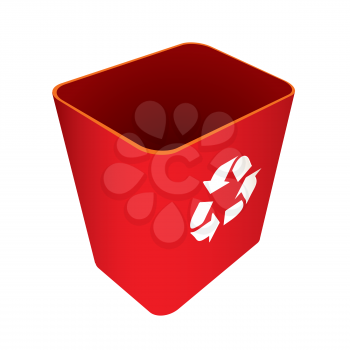 Royalty Free Clipart Image of a Red Recycle Bin
