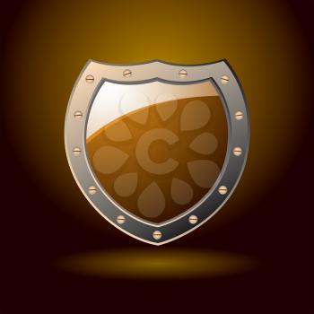 Secure abstract orange shield with spotlight
