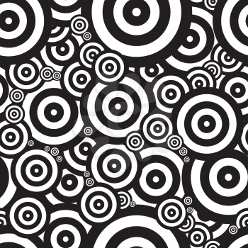 Black and white seventies inspired psychedelic retro pattern