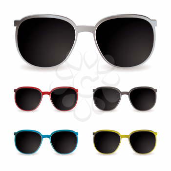 Collection of sun glasses with different frames and dark lenses