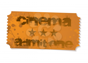 Orange grunge illustrated cinema admit one ticket