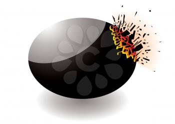 Black exploding stone icon with shrapnal elements