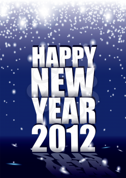 New year sparkle background with 2012 sign and reflection