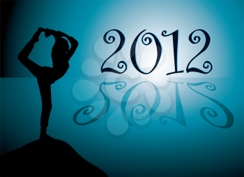 Yoga background with new year 2012 date