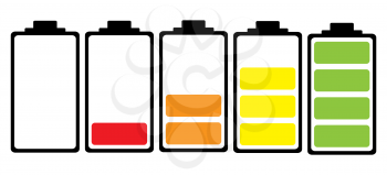 Simple illustrated battery icon with colourful charge level