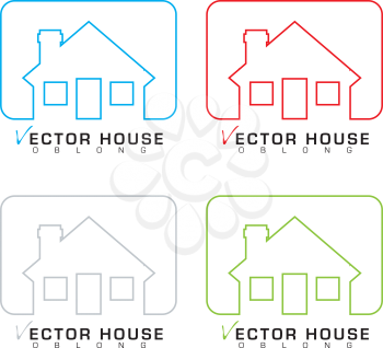 Collection of bungalow homes with outline illustrations