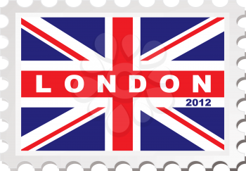 London 2012 stamp concept with union jack flag